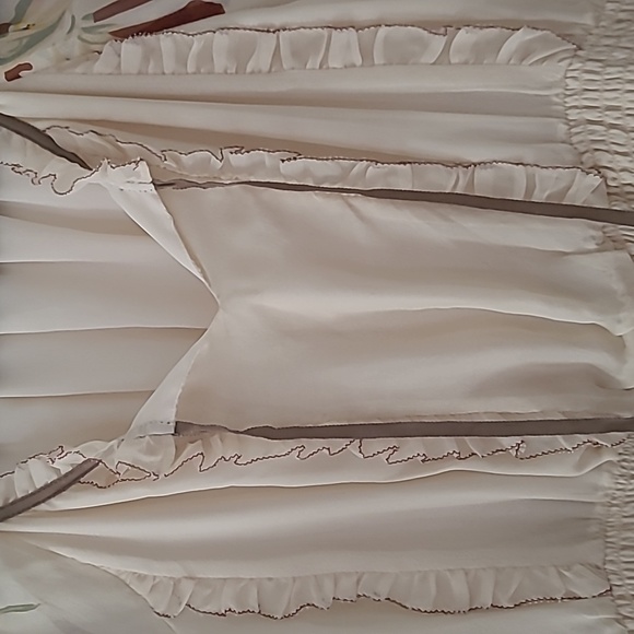 Vintage and Rare Anna Sui 100% Silk Ivory Floral Dress - Picture 6 of 10